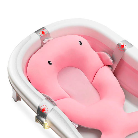 Almohadilla para bañera diseño de Ballenita, cojín de baño para bebé, hecho en material de secado rápido, con correas ajustables a la medida de la bañera