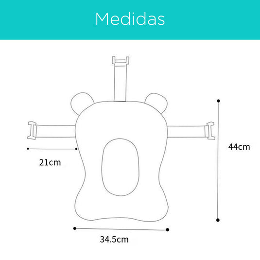 Almohadilla de bañera con diseño estampado, para bebé, de fácil secado, sistema antideslizante y ajuste por correas, relleno de partículas de poliestireno EPS