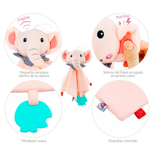 Apego de elefante con rascaencias, multifuncional para desarrollo de habilidades sensoriales
