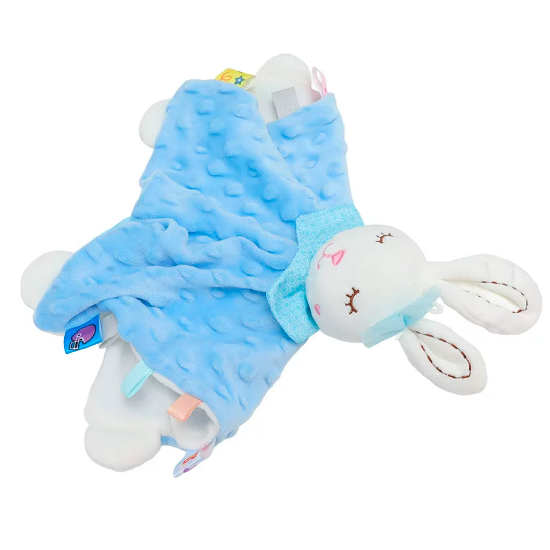 Apego de peluche con diseño de animales, con rascaencias, compañero de sueño y abrazador Conejo Azul
