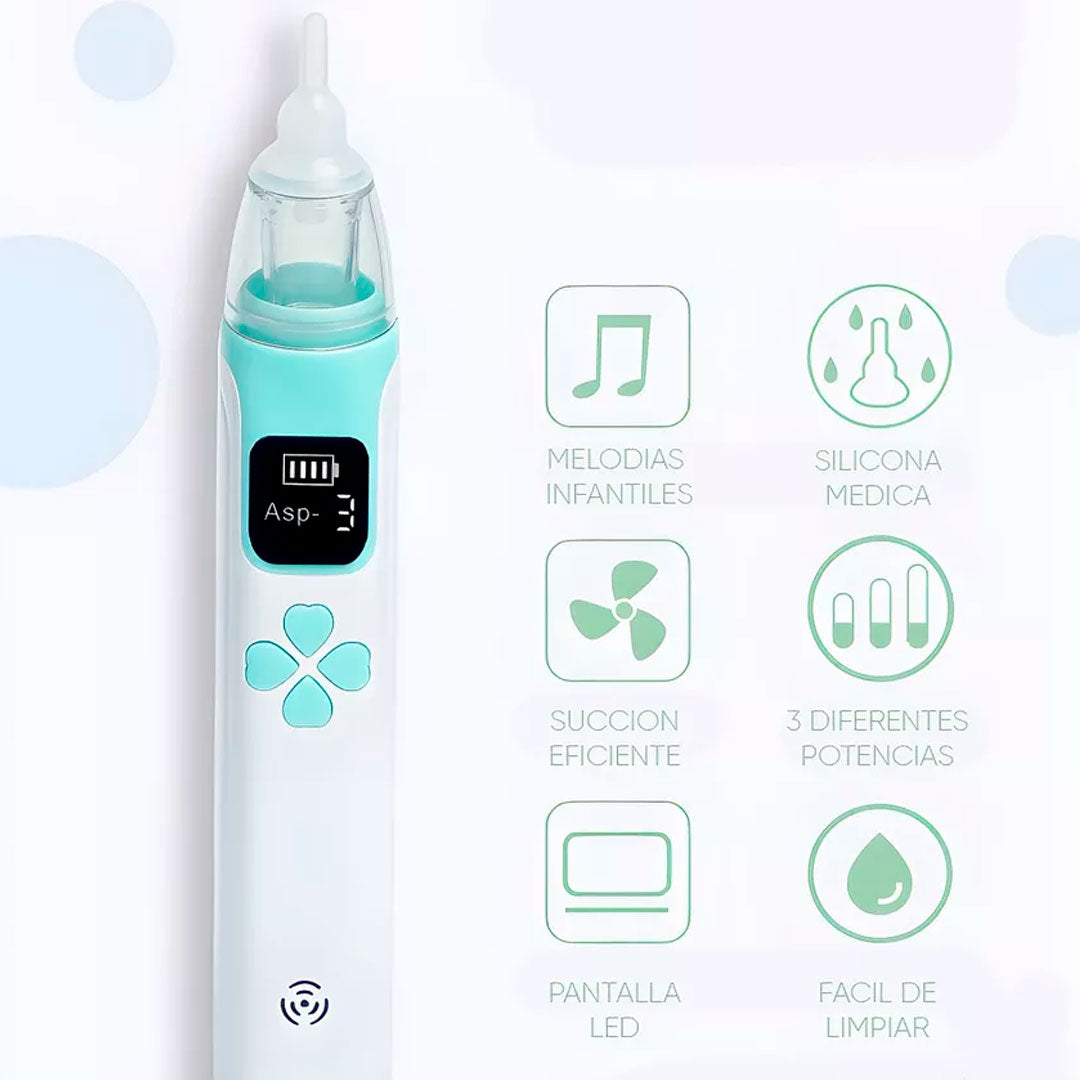Aspirador nasal eléctrico para bebé, limpiador de nariz eléctrico recargable, con ajuste de velocidades y función a bajo nivel de ruido