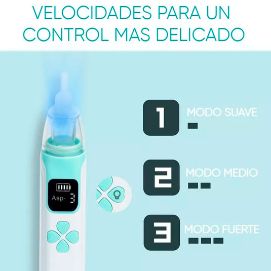 Aspirador nasal eléctrico para bebé, limpiador de nariz eléctrico recargable, con ajuste de velocidades y función a bajo nivel de ruido
