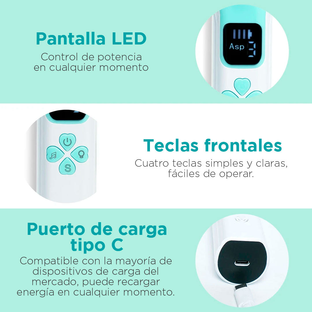 Aspirador nasal eléctrico para bebé, limpiador de nariz eléctrico recargable, con ajuste de velocidades y función a bajo nivel de ruido
