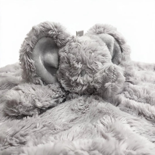 Mantita de apego para bebé de peluche suave con cabecita de animalito, disponible en varios diseños