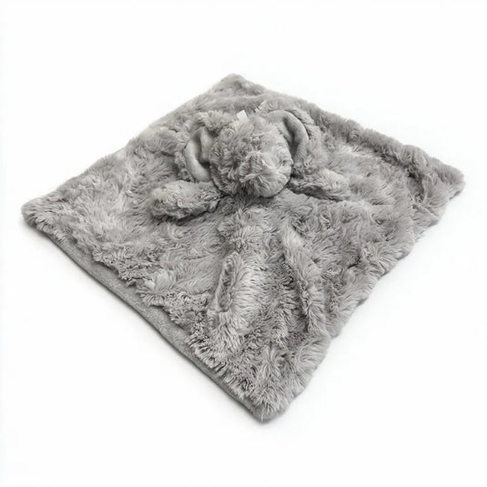 Mantita de apego para bebé de peluche suave con cabecita de animalito, disponible en varios diseños