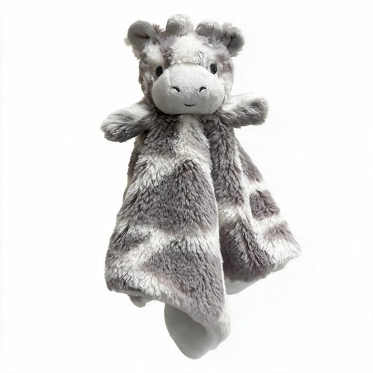 Mantita de apego para bebé de peluche suave con cabecita de animalito, disponible en varios diseños