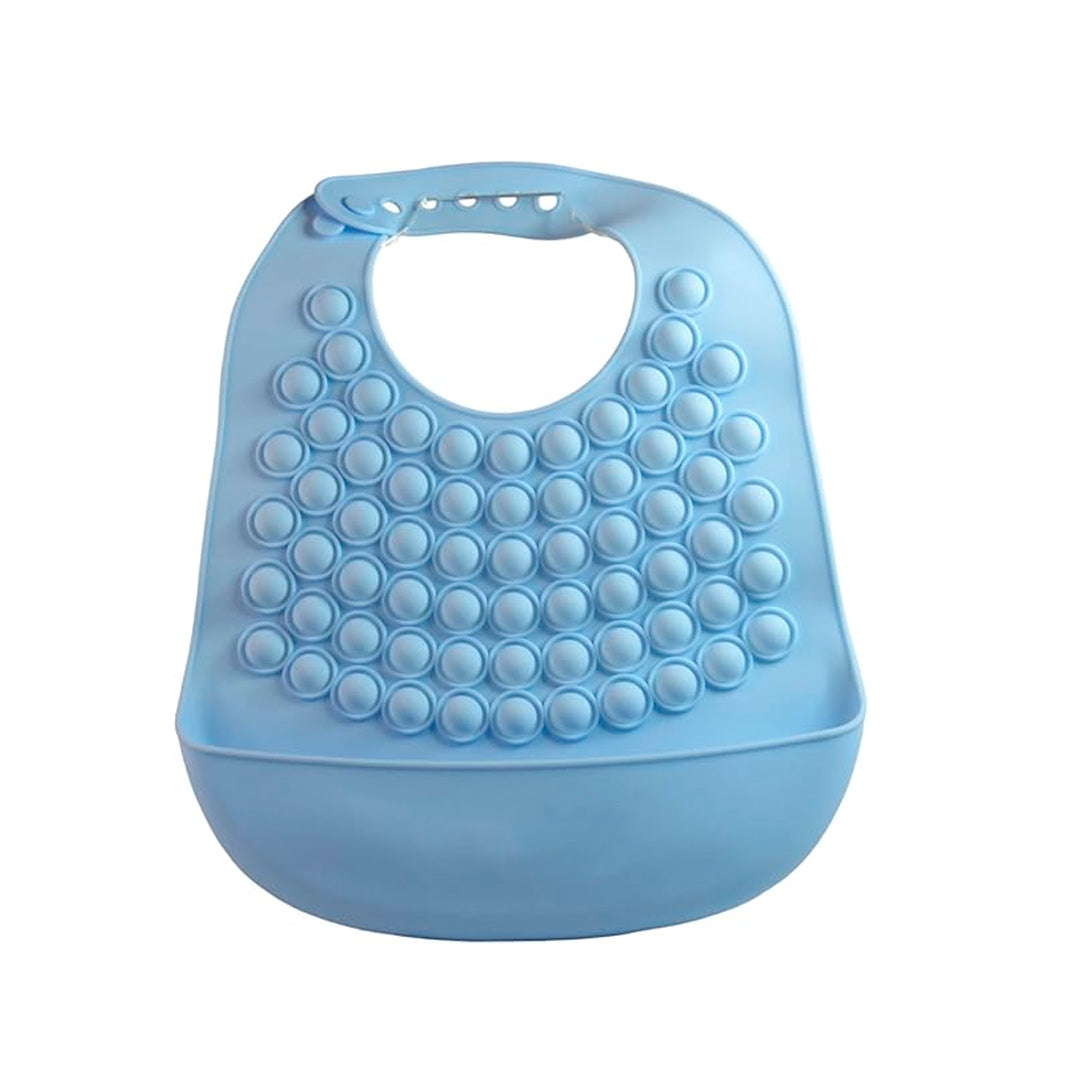 Babero de silicona estilo Pop-It con recolector, ajustable y completamente libre de BPA