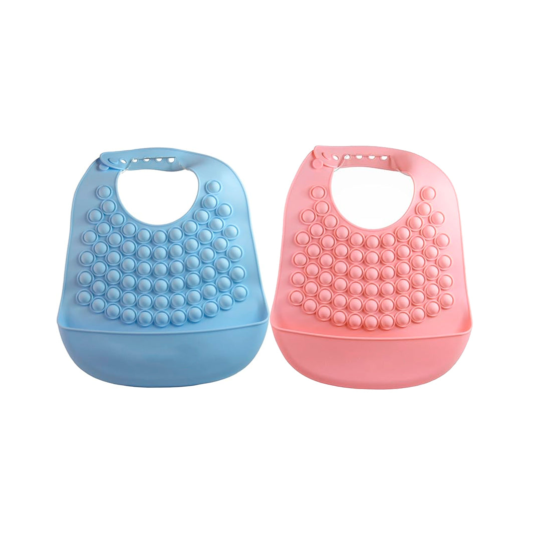 Babero de silicona estilo Pop-It con recolector, ajustable y completamente libre de BPA