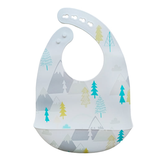 Babero recolector ajustable en silicona, grado alimenticio libre de BPA, con diseño estampado