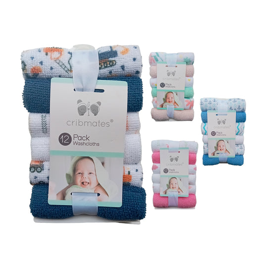Paquete de 12 babitas para recién nacido, toallitas de poliéster en set de 12 unidades, textura suave y antialérgica - Cribmates