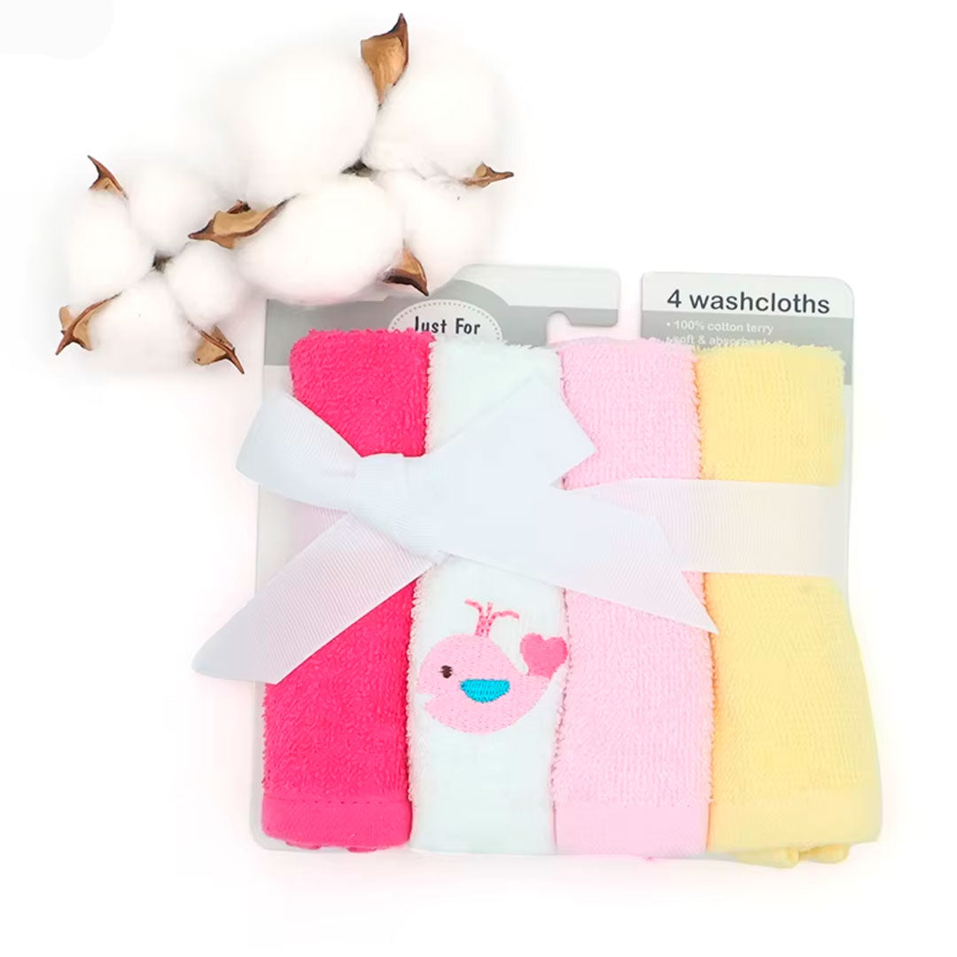 Paquete de babitas x4 unidades 100% en algodón, toallitas hechas en material suave y absorbente, hipoalergénicas, colores y diseños llamativos - Luvable Friends