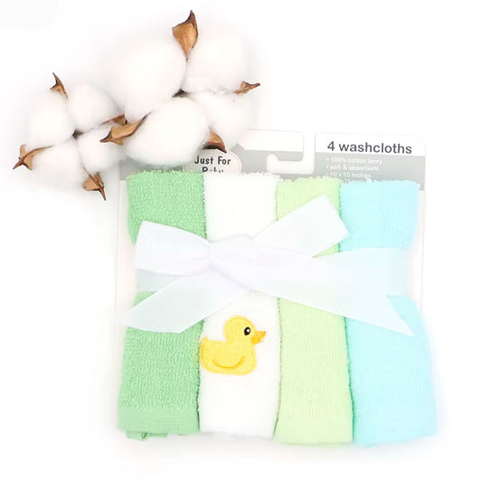 Paquete de babitas x4 unidades 100% en algodón, toallitas hechas en material suave y absorbente, hipoalergénicas, colores y diseños llamativos - Luvable Friends