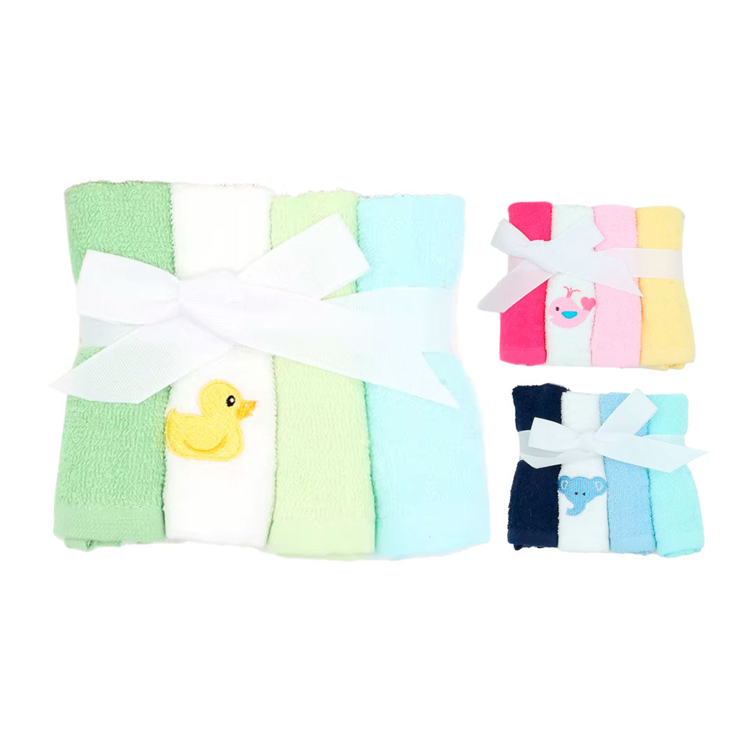 Paquete de babitas x4 unidades 100% en algodón, toallitas hechas en material suave y absorbente, hipoalergénicas, colores y diseños llamativos - Luvable Friends