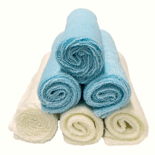 Set x6 babitas multicolor para bebé, toallitas de tamaño compacto para llevar a todos lados, hecho en material suave, absorbente y antialérgico para cuidar la piel del bebé - Nubba