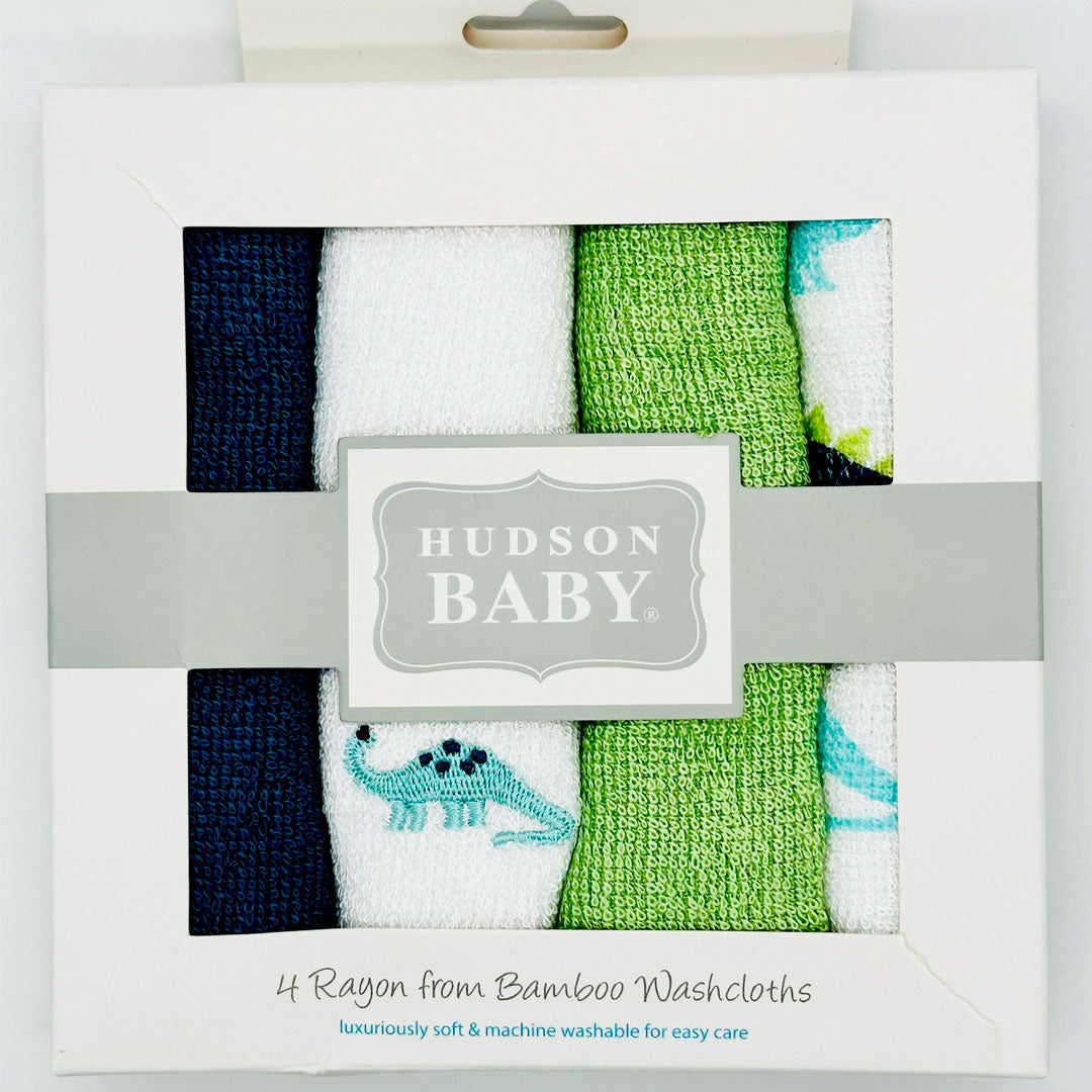 Set en caja de babitas en algodón x4 unidades, paquete de toallitas de diferentes colores y diseños para bebés, hechas en material suave y absorbente, de tamaño ideal para llevar a todos lados - Hudson Baby