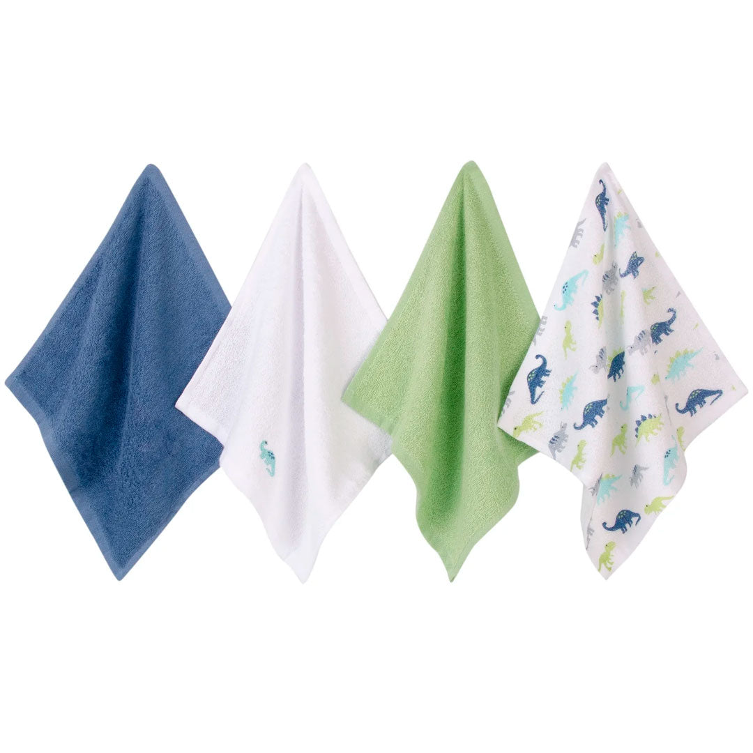 Set en caja de babitas en algodón x4 unidades, paquete de toallitas de diferentes colores y diseños para bebés, hechas en material suave y absorbente, de tamaño ideal para llevar a todos lados - Hudson Baby