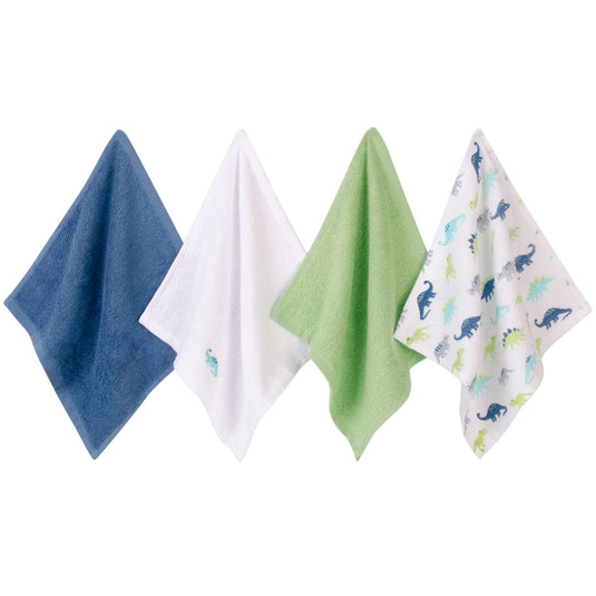 Set en caja de babitas en algodón x4 unidades, paquete de toallitas de diferentes colores y diseños para bebés, hechas en material suave y absorbente, de tamaño ideal para llevar a todos lados - Hudson Baby