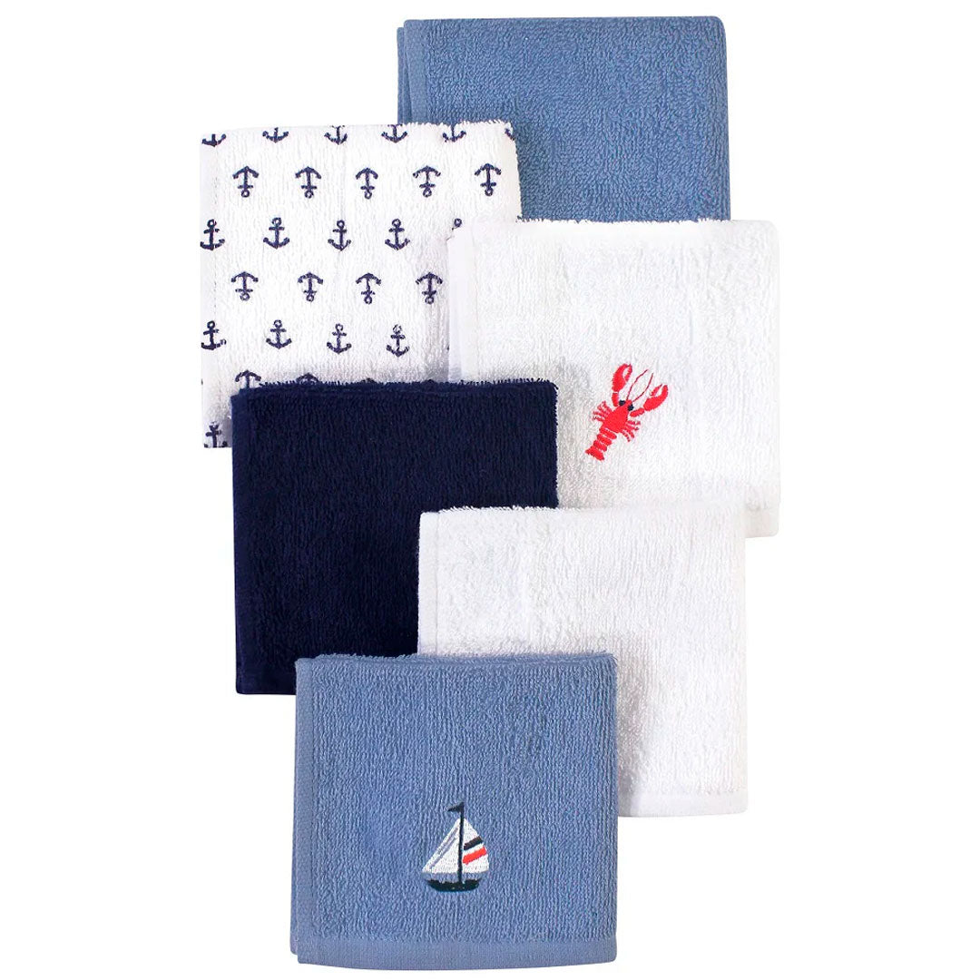 Paquete de babitas x6 unidades para bebé, set de toallitas con diferentes diseños, hechas de algodón suave y absorbente, de tamaño ideal para llevar a todos lados - Hudson Baby
