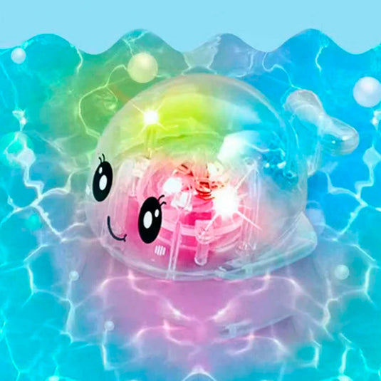 Ballenita para la bañera con luces de colores, juguete que flota en el agua, impermeable y colorido, hecho en material resistente, diseño adorable y colorido