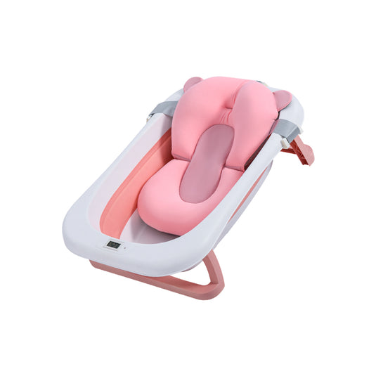 Bañera para bebe plegable con termómetro y almohadilla antideslizante Rosado