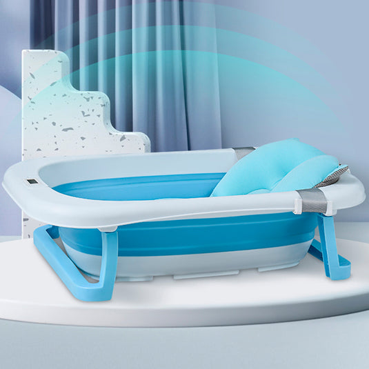 Bañera para bebe plegable con termómetro y almohadilla antideslizante