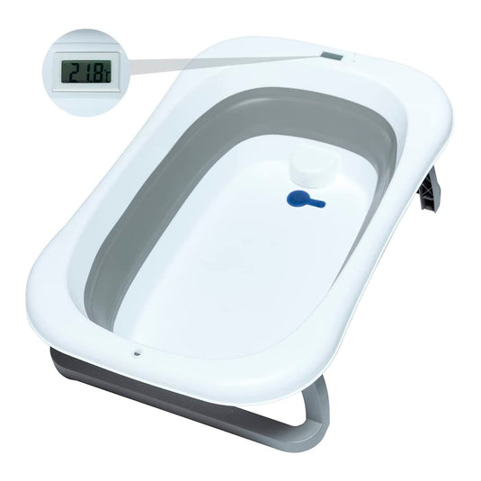 Bañera para bebe plegable con termómetro y almohadilla antideslizante