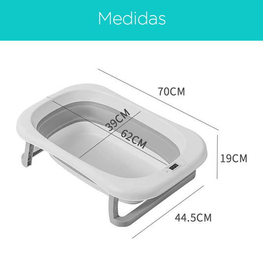 Bañera para bebe plegable con termómetro y almohadilla antideslizante