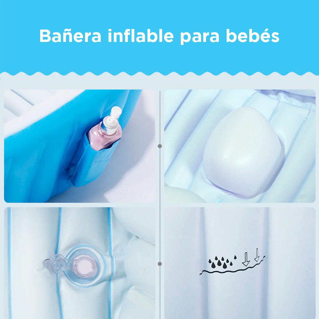 Bañera inflable para bebé, tina portátil fácil de plegar para recién nacido