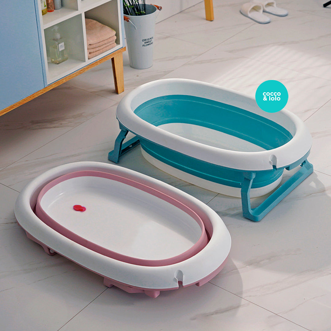 Bañera plegable ovalada, con tapón para agua, durable y de gran tamaño