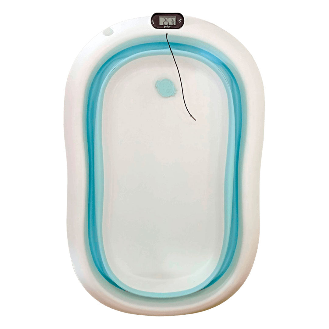 Bañera plegable Ocean para bebé con soporte, con base antideslizante, tapón de desagüe, soporte rígido y termómetro incluido - Priori