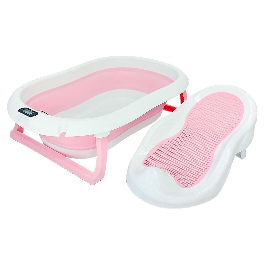 Bañera plegable Ocean para bebé con soporte, con base antideslizante, tapón de desagüe, soporte rígido y termómetro incluido - Priori