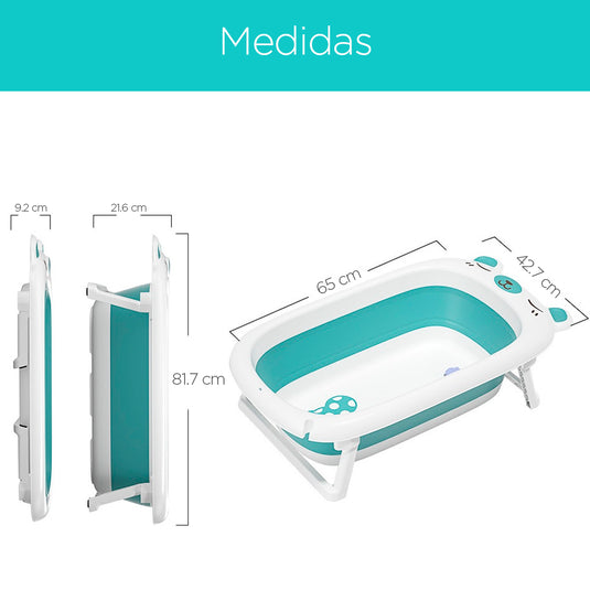 Bañera para bebé plegable con patas antideslizantes y orificio de drenaje - BabyCuchi
