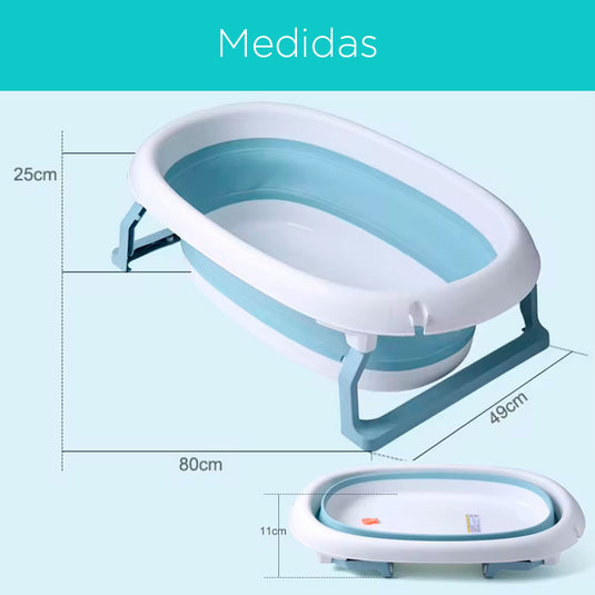 Bañera plegable ovalada, con tapón para agua, durable y de gran tamaño