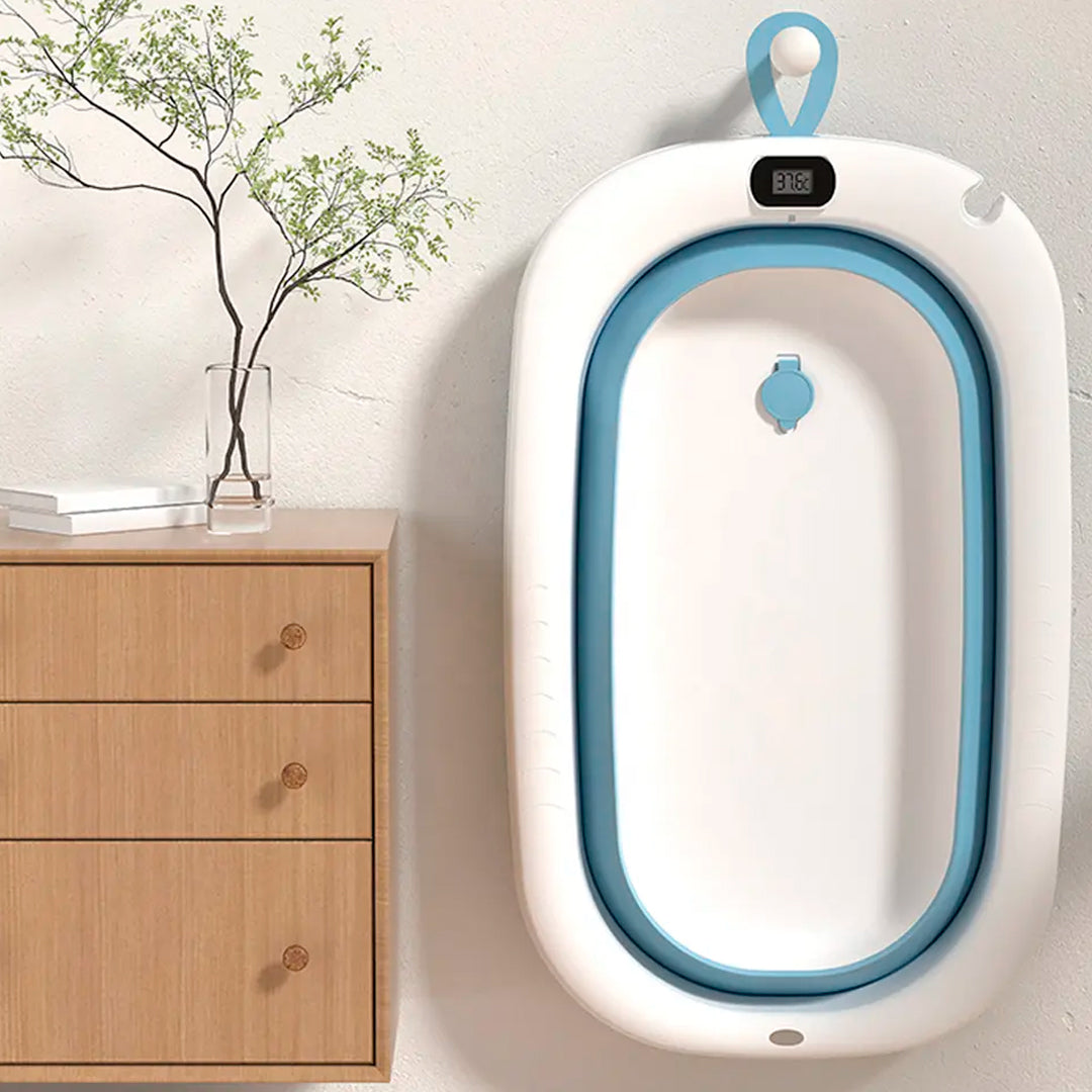 Bañera plegable para bebés con termómetro digital