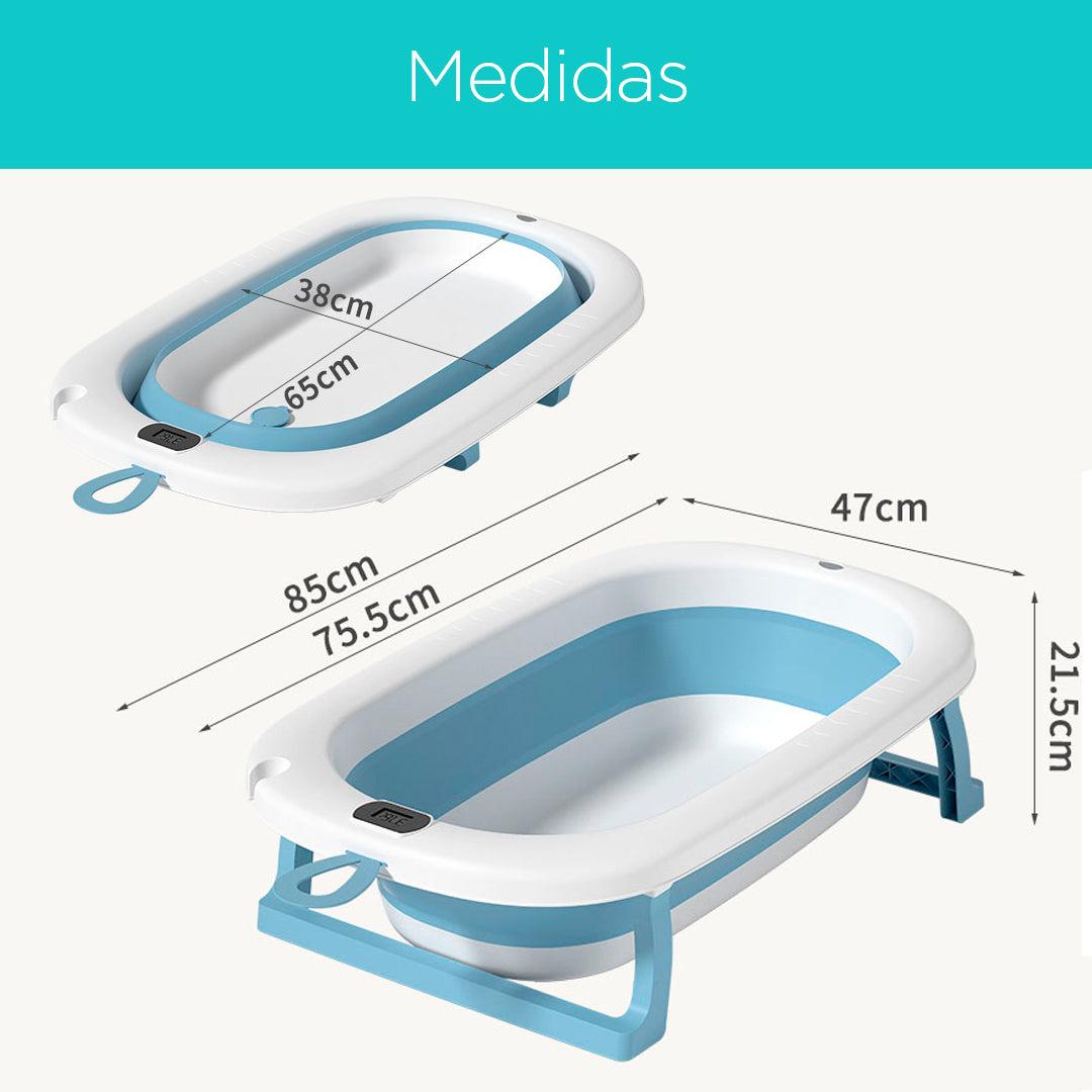Bañera plegable para bebés con termómetro digital
