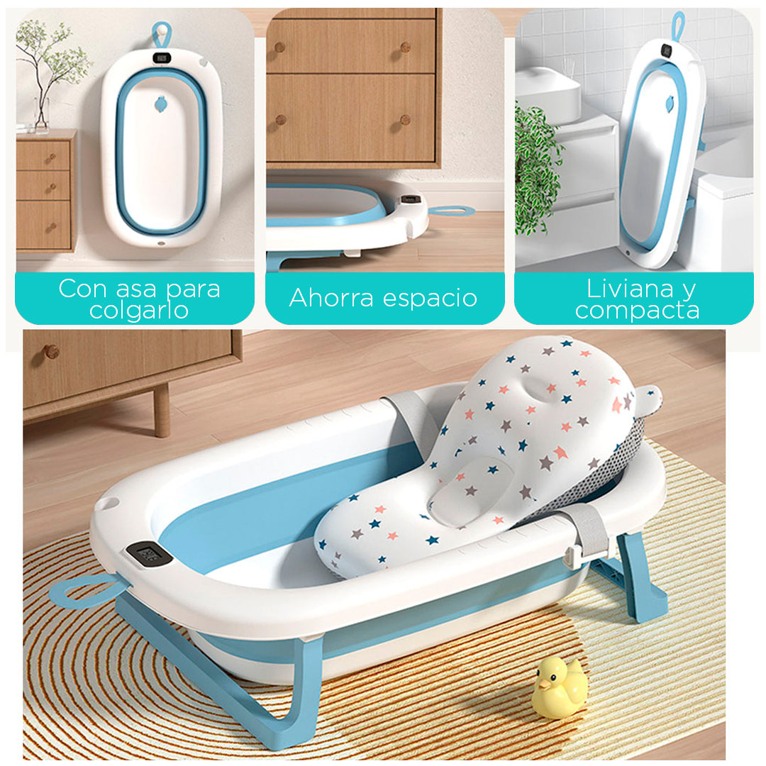 Bañera plegable para bebés con termómetro digital