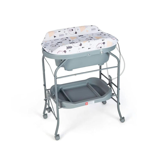 Bañera alta con cambiador y práctico sistema de plegado, bandeja inferior de almacenamiento - Toimoys