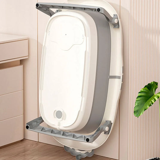 Bañera plegable con corona termómetro para bebé, tina espaciosa para la hora del baño, con antideslizante dentro, de plegado compacto en 2 pasos para guardar en espacios reducidos