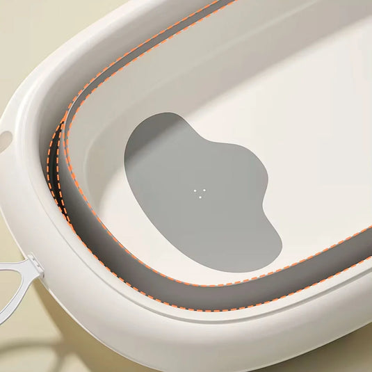 Bañera plegable con corona termómetro para bebé, tina espaciosa para la hora del baño, con antideslizante dentro, de plegado compacto en 2 pasos para guardar en espacios reducidos