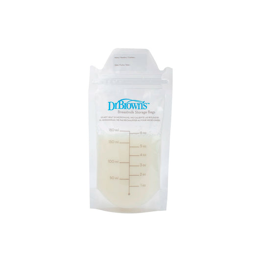 Bolsas de almacenamiento x25 unidades con doble cierre, de 180ml o 6oz, con espacio para rotular, bolsas selladas y pre-esterilizadas para banco de leche - Dr Brown's