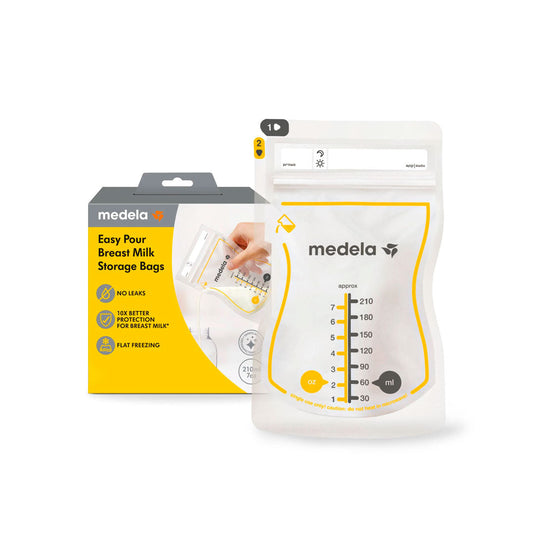 Bolsas de almacenamiento de 210ml o 7oz para leche materna, 100% libre de BPA, paquete para banco de leche, aprueba de fugas, lista para usar, de color transparente con espacio para rotular fecha - Medela - Cocco Semana 2026