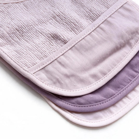 Set x3 baberos de muselina de algodón para bebé con bolsillo recoge-migas, suaves y absorbentes, en tonos pastel