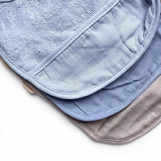 Set x3 baberos de muselina de algodón para bebé con bolsillo recoge-migas, suaves y absorbentes, en tonos pastel