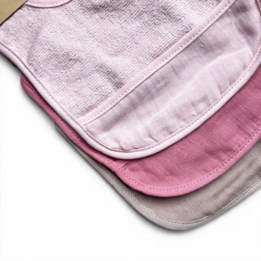 Set x3 baberos de muselina de algodón para bebé con bolsillo recoge-migas, suaves y absorbentes, en tonos pastel