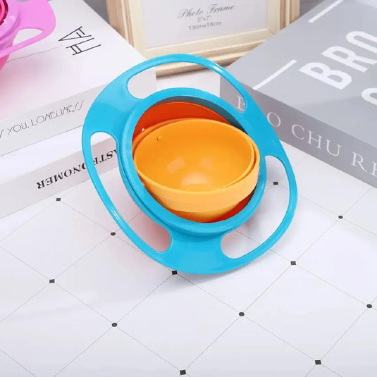 Bowl giratorio antiderrames 360° para snacks, con tapa y asas ergonómicas, diseño tipo Saturno, libre de BPA