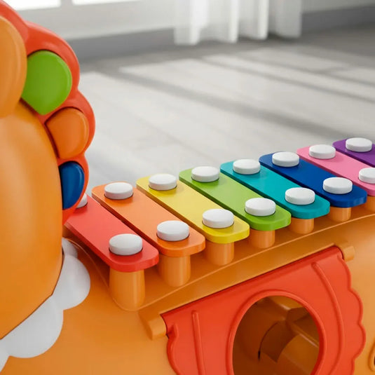 Caballito xilófono musical interactivo para bebé, multiactividades, juegos de formas y colores, juguete colorido hecho en ABS duradero y seguro para el bebé, caballito balancín que añade experiencia lúdica - Huanger