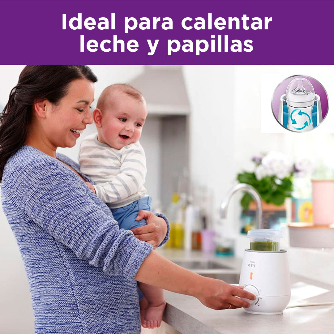 Calentador rápido de teteros, calienta en 3 minutos el biberon del bebé, con ajuste de descongelamiento ideal para el banco de leche, 100% libre de BPA - Philips Avent