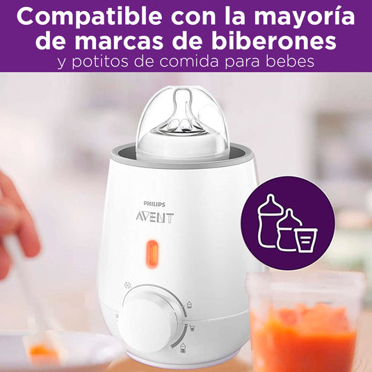 Calentador rápido de teteros, calienta en 3 minutos el biberon del bebé, con ajuste de descongelamiento ideal para el banco de leche, 100% libre de BPA - Philips Avent