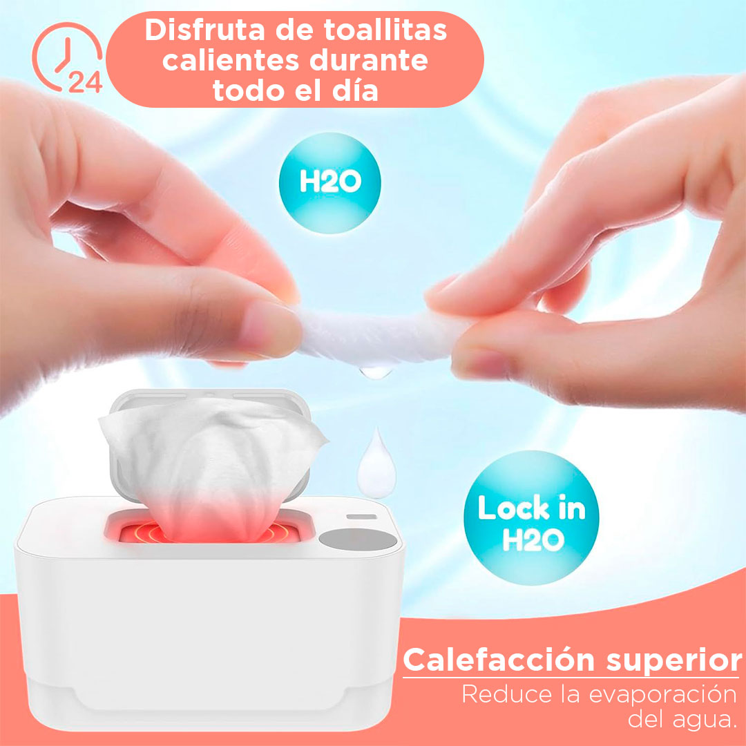 Calentador blanco de toallitas húmedas, dispensador de pañitos húmedos para bebé, con ajuste de temperatura táctil y bloqueo de humedad