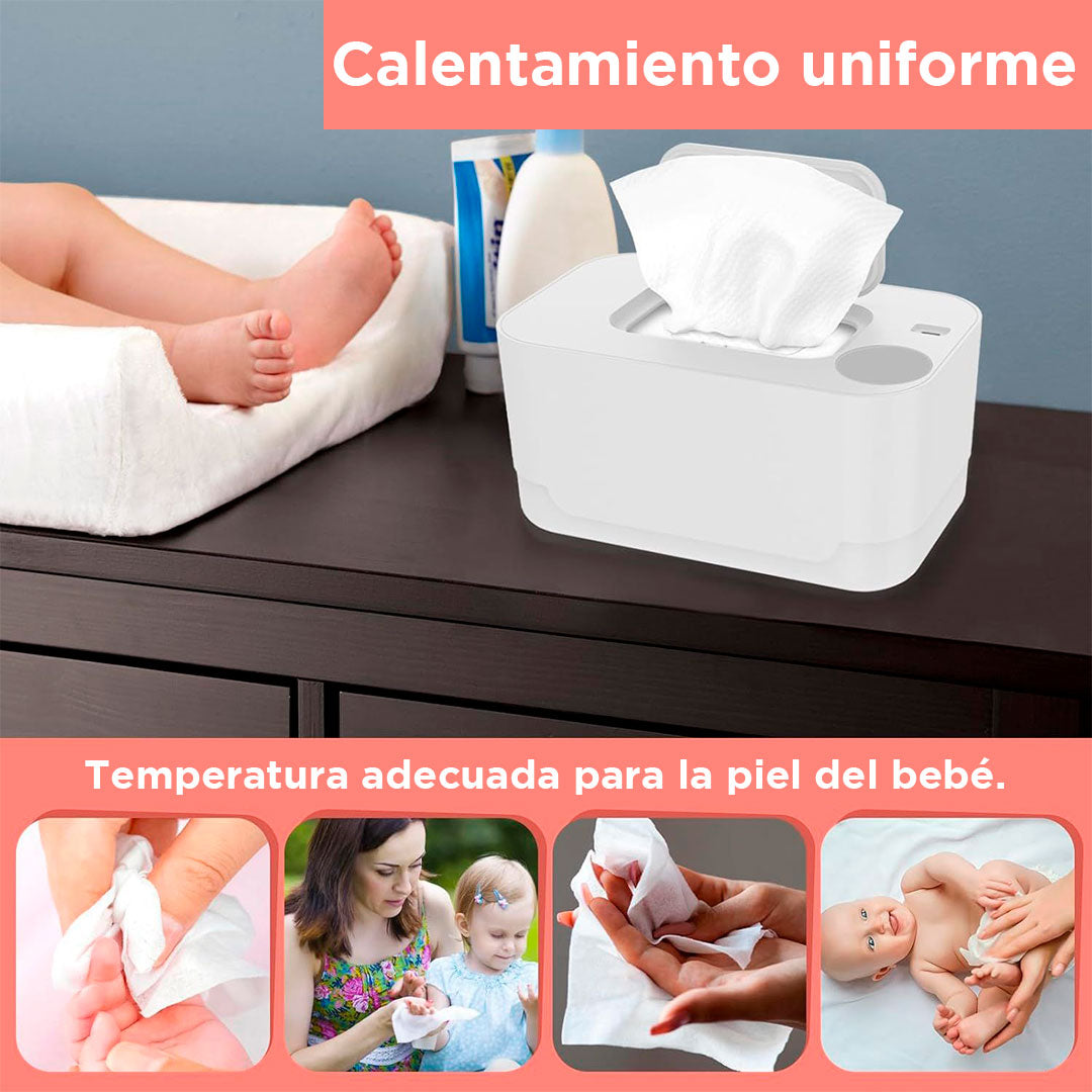 Calentador blanco de toallitas húmedas, dispensador de pañitos húmedos para bebé, con ajuste de temperatura táctil y bloqueo de humedad